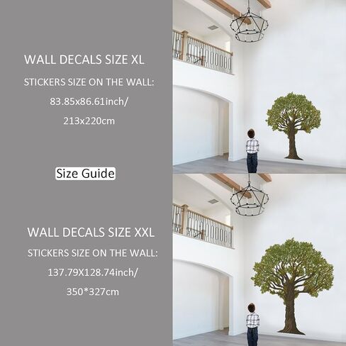 funlife Original Hand Drawn Huge Olive Tree Wall Decals, Tree Wall Art Stickers Wall Decor for Living Room Boys and Natural Gender Room Playroom, Huge Olive Tree 83.86"x86.61" in Saudi Arabia