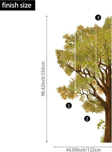 funlife Original Hand Drawn Huge Olive Tree Wall Decals, Tree Wall Art Stickers Wall Decor for Living Room Boys and Natural Gender Room Playroom, Huge Olive Tree 83.86"x86.61" in Saudi Arabia