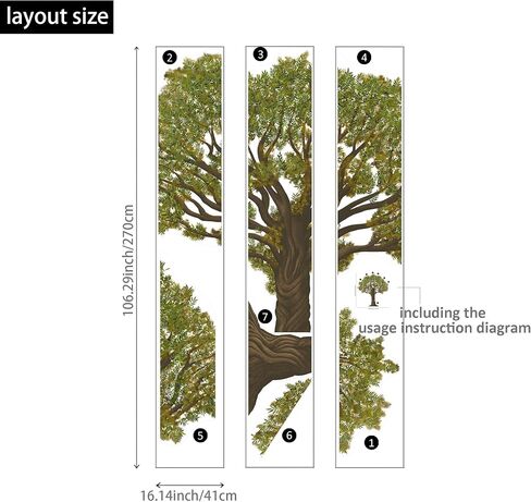 funlife Original Hand Drawn Huge Olive Tree Wall Decals, Tree Wall Art Stickers Wall Decor for Living Room Boys and Natural Gender Room Playroom, Huge Olive Tree 83.86"x86.61" in Saudi Arabia