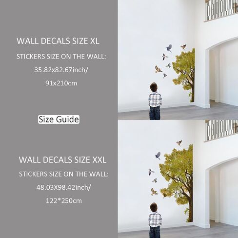 funlife Original Hand Drawn Huge Olive Tree Wall Decals, Tree Wall Art Stickers Wall Decor for Living Room Boys and Natural Gender Room Playroom, Huge Olive Tree 83.86"x86.61" in Saudi Arabia