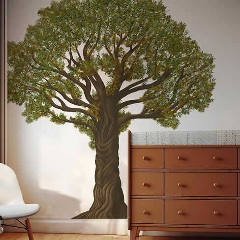 funlife Original Hand Drawn Huge Olive Tree Wall Decals, Tree Wall Art Stickers Wall Decor for Living Room Boys and Natural Gender Room Playroom, Huge Olive Tree 83.86"x86.61" in Saudi Arabia