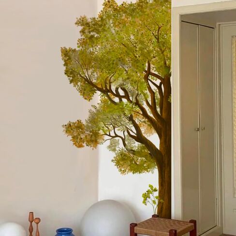 funlife Original Hand Drawn Huge Olive Tree Wall Decals, Tree Wall Art Stickers Wall Decor for Living Room Boys and Natural Gender Room Playroom, Huge Olive Tree 83.86"x86.61" in Saudi Arabia