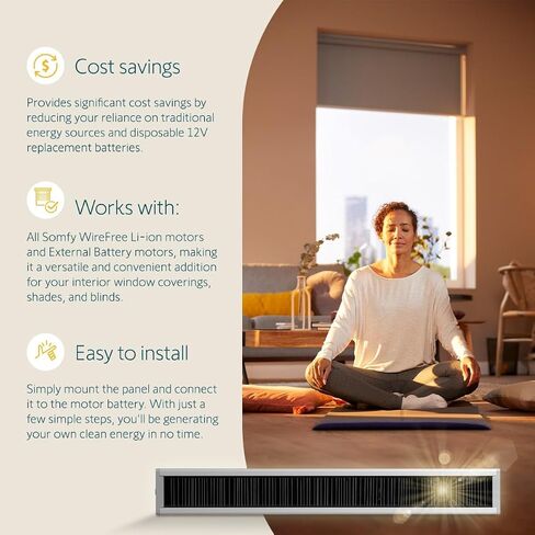 Somfy Wirefree Li-ion Solar Panel Kit - Solar Panel Power - for Somfy RTS Motorized Shades, Blinds and Curtains - Long Lasting, Easy to Install - Includes Brackets, and Glass Mount Adhesive #9027294 in Saudi Arabia