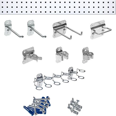 مجموعة شريط LocBoard من Triton Products - حامل أدوات الحديقة ذو 8 خطافات، 36 بوصة × 4 1/2 بوصة، فضي in Saudi Arabia