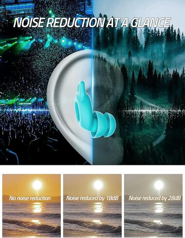 FHG Sleep Ear Plugs, Noise Reduction Up to SNR-28 NRR-18 Eliminates Most Snores, Soft Silicone Relieves Ear Pain for Side Sleeper, Ultra-light No Feeling in The Ear for Snoring, Flights, Traveling in Saudi Arabia