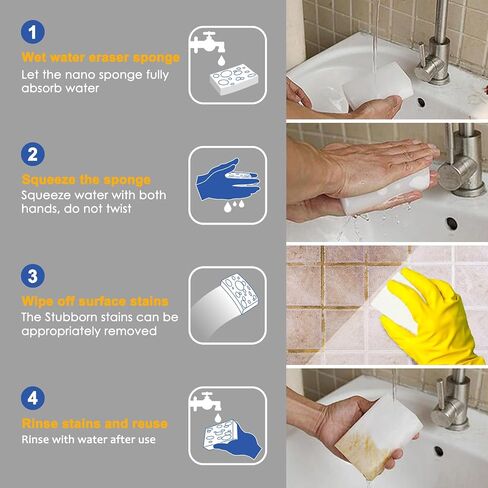 100 Pack Magic Sponge Eraser, Premium Reusable Melamine Sponge, Powerful Cleaning for Kitchen, Bathroom, Walls, Shoes, Electronics, Household Cleaning Kitchen Dish Sponges. Durable & Not Easily Rip. in Saudi Arabia