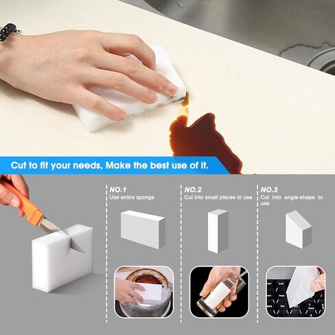 100 Pack Magic Sponge Eraser, Premium Reusable Melamine Sponge, Powerful Cleaning for Kitchen, Bathroom, Walls, Shoes, Electronics, Household Cleaning Kitchen Dish Sponges. Durable & Not Easily Rip. in Saudi Arabia