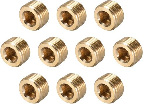 uxcell Brass Pipe Fitting - Hex Counter Sunk Plug 1/16NPT Male Socket Drive Countersunk Pipe Plugs 10pcs in Saudi Arabia