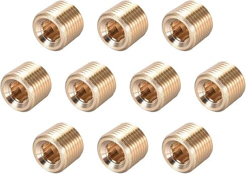 uxcell Brass Pipe Fitting - Hex Counter Sunk Plug 1/16NPT Male Socket Drive Countersunk Pipe Plugs 10pcs in Saudi Arabia