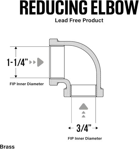 BRRL1143-NL 1-1/4 X 1 بوصة كوع نحاسي مخفض 90 درجة، بدون رصاص in Kuwait