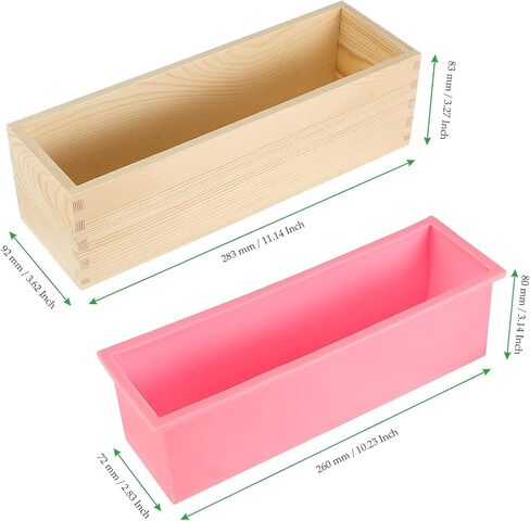 MAHIONG 3PCS 47oz White Silicone Soap Molds Kit, Rectangular Silicone Loaf Soap Making Molds with 3 Wooden Boxes and 3 Lids, DIY Supplies for Soap Making in Saudi Arabia