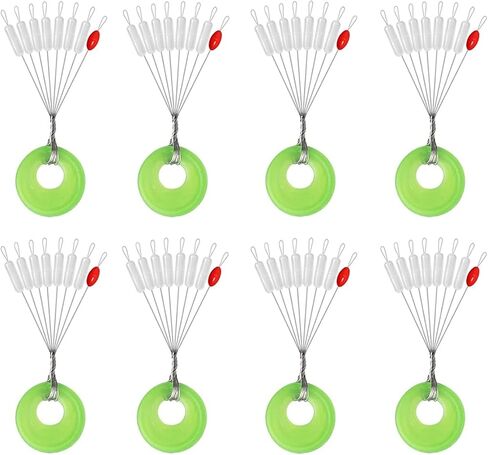 200Pcs Fishing Bobber Stopper,7 in 1 Soft Silicone Transparent Float Sinker Stops,Rubber Oval Cylinder Float Stop Stoppers in Kuwait