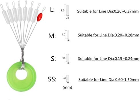 200Pcs Fishing Bobber Stopper,7 in 1 Soft Silicone Transparent Float Sinker Stops,Rubber Oval Cylinder Float Stop Stoppers in Kuwait