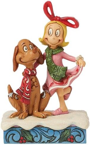 Enesco Dr. Seuss Grinch by Jim Shore Cindy Lou and Max Wearing Scarves Figurine, Stone Resin Hand Crafted Collectible Christmas Figurines Home Decor Sculpture Statue, 5.63 Inch, Multicolor in Saudi Arabia