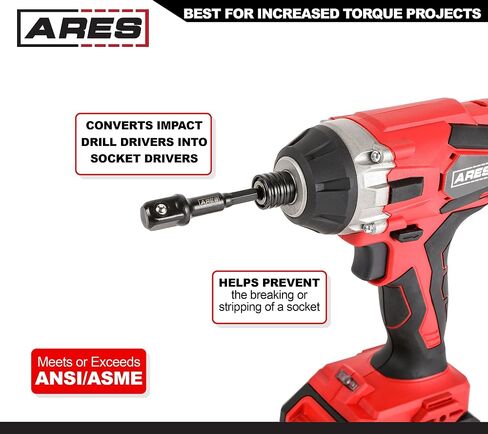 ARES 70387-10-Piece 3/8-Inch Drive 3-Inch Impact Grade Socket Adapter Set - Turns Impact Drill Drivers into High Speed Socket Drivers in Saudi Arabia