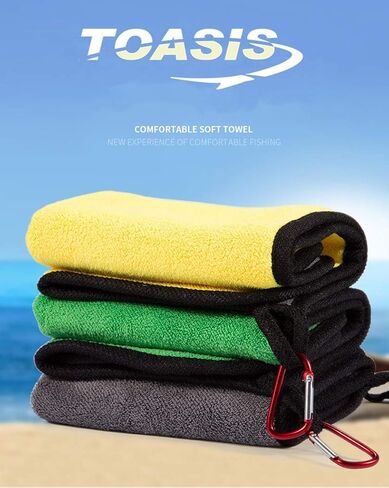 Toasis Fishing Towels with Carabiner Clip 14 x 11 Inch Pack of 3 (Mixed B) in Saudi Arabia