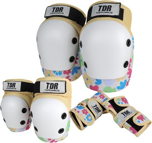 TOPDOMRUS Skateboard Knee Pads for Kids,Roller Skate Pads 6pc - Protective Gear Set Kids Knee Pads Elbow Pads and Wrist Guards for Skating in Saudi Arabia