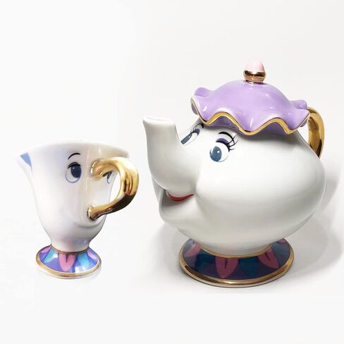 GZHaiTuoSi كارتون جديد الجمال والوحش إبريق الشاي القدح Mrs Potts Chip براد شاي كوب مجموعة واحدة جميلة ومجموعة in Kuwait