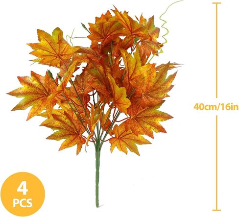 4PCS Fall Artificial Decor Maple Leaves 10 Branches Autumn Faux Leaf Decoration Stem Fall Leaves for Fall Indoor Outdoor Decor Home Kitchen Thanksgiving Table Centerpieces Decoration in Saudi Arabia