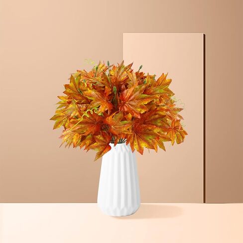 4PCS Fall Artificial Decor Maple Leaves 10 Branches Autumn Faux Leaf Decoration Stem Fall Leaves for Fall Indoor Outdoor Decor Home Kitchen Thanksgiving Table Centerpieces Decoration in Saudi Arabia