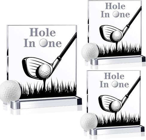 3 Pcs Hole in One Golf Trophy, Golf Ball Insert, Trophies for Adults Kids Sports Desktop Table Decor Gift for Golfers Tournaments Competitions Prize in Saudi Arabia