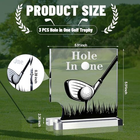 3 Pcs Hole in One Golf Trophy, Golf Ball Insert, Trophies for Adults Kids Sports Desktop Table Decor Gift for Golfers Tournaments Competitions Prize in Saudi Arabia