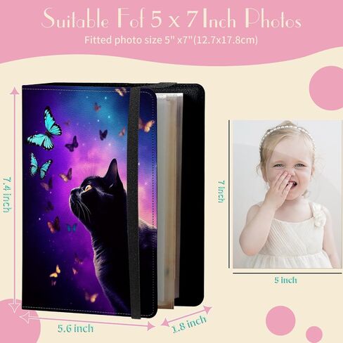 Photo Album 5x7 Photos - 60 Photos Capacity PU Leather Cover Photo Album with Strong Elastic Band, Portable Picture Album for Family Wedding Wedding Anniversary, Palm Trees Beach in Saudi Arabia