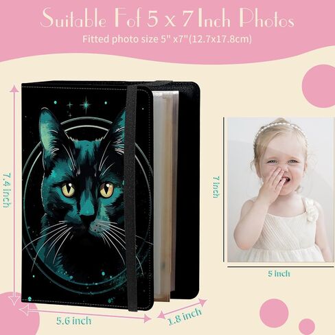 Photo Album 5x7 Photos - 60 Photos Capacity PU Leather Cover Photo Album with Strong Elastic Band, Portable Picture Album for Family Wedding Wedding Anniversary, Palm Trees Beach in Saudi Arabia