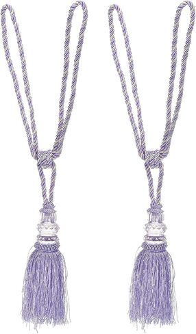 PATIKIL Curtain Tiebacks, 2 Pack Handmade Crystal Curtain Holdbacks Rope with Tassel Home Office Hotel Decorative, Light Purple in Saudi Arabia