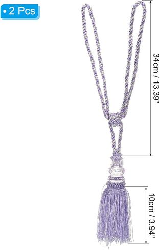 PATIKIL Curtain Tiebacks, 2 Pack Handmade Crystal Curtain Holdbacks Rope with Tassel Home Office Hotel Decorative, Light Purple in Saudi Arabia