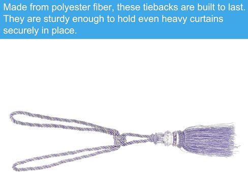 PATIKIL Curtain Tiebacks, 2 Pack Handmade Crystal Curtain Holdbacks Rope with Tassel Home Office Hotel Decorative, Light Purple in Saudi Arabia