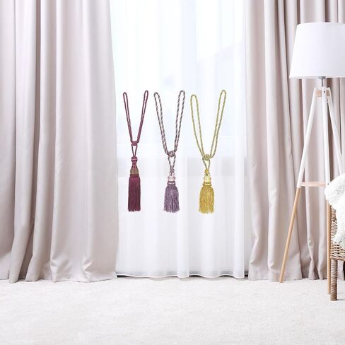 PATIKIL Curtain Tiebacks, 2 Pack Handmade Crystal Curtain Holdbacks Rope with Tassel Home Office Hotel Decorative, Light Purple in Saudi Arabia