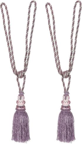PATIKIL Curtain Tiebacks, 2 Pack Handmade Crystal Curtain Holdbacks Rope with Tassel Home Office Hotel Decorative, Light Purple in Saudi Arabia