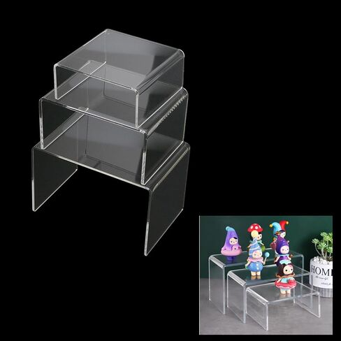 Crapyt 2 مجموعة من حاملات العرض الأكريليك قزحية الألوان، حاملات عرض أكريليك قوس قزح للمجوهرات الصغيرة والحلي والدمى 5.2 بوصة × 3.03 بوصة × 2.99 بوصة ملونة in Kuwait