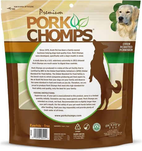 Pork Chomps Baked Pork Skin Dog Chews, 6-inch Twists, Real Chicken Wrap, 4 Count in Kuwait