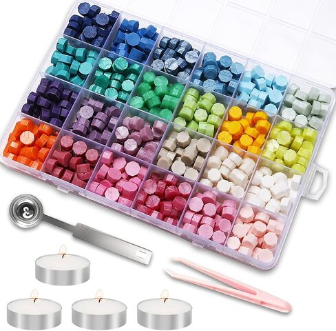 MONVICT 732 Pcs Wax Seal Stamp Kit Electric Wax Seal Warmer, 24 Colors in Kuwait