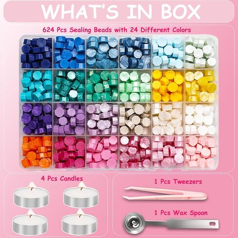 MONVICT 732 Pcs Wax Seal Stamp Kit Electric Wax Seal Warmer, 24 Colors in Kuwait