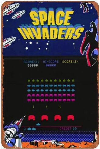 غزاة الفضاء ممر لعبة فيديو مضحك الفن معدن القصدير تسجيل 8x12 بوصة بار حانة داخلي في الهواء الطلق جدار ديكور هدايا للرجل in Kuwait