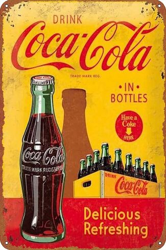 Coca Cola Metal Tin Sign Delicious Refreshing Poster Retro Metal Sign Vintage Tin Sign for Cafe Bar Home Wall Decor 12 X 8 inch in Kuwait