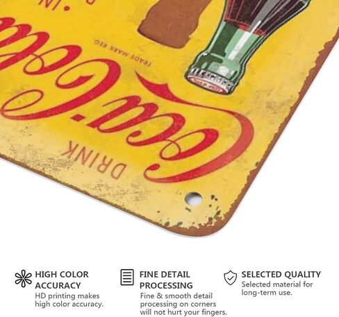 Coca Cola Metal Tin Sign Delicious Refreshing Poster Retro Metal Sign Vintage Tin Sign for Cafe Bar Home Wall Decor 12 X 8 inch in Kuwait