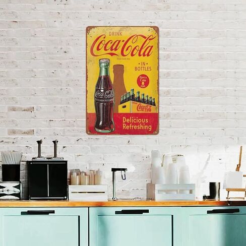 Coca Cola Metal Tin Sign Delicious Refreshing Poster Retro Metal Sign Vintage Tin Sign for Cafe Bar Home Wall Decor 12 X 8 inch in Kuwait
