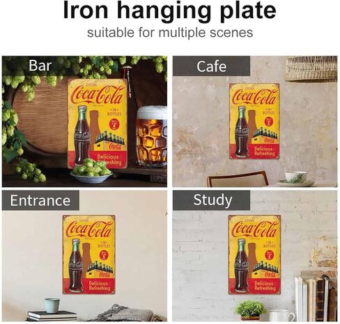 Coca Cola Metal Tin Sign Delicious Refreshing Poster Retro Metal Sign Vintage Tin Sign for Cafe Bar Home Wall Decor 12 X 8 inch in Kuwait