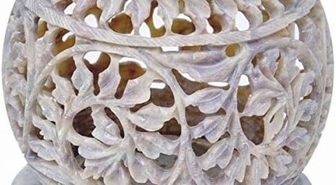 Tea Light Candle Holder with Carved Stone Sculpture Figurine Decorative Candle Lantern Unique Handmade Decorative Stoneware 4 Inch in Kuwait