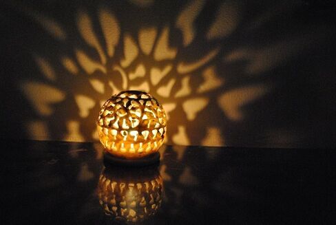 Tea Light Candle Holder with Carved Stone Sculpture Figurine Decorative Candle Lantern Unique Handmade Decorative Stoneware 4 Inch in Kuwait