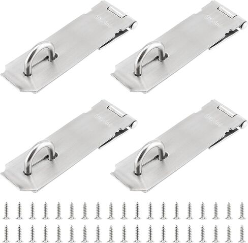 4 قطع من SOUJAP قفل بمشبك للباب مقاس 5 بوصات، مزلاج بمشبك قفل مع 32 براغي تثبيت، قفل بمشبك أساسي لباب خزانة النافذة in Kuwait