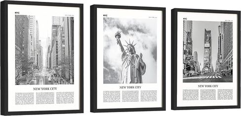 لوحة فنية جدارية لأفق نيويورك من EXCOOL CLUB - ملصق مدينة نيويورك باللونين الأبيض والأسود مقاس 12x16، ديكور جداري فني لمدينة نيويورك، مطبوعات مناظر مدينة نيويورك، صور مدينة نيويورك لديكورات مكتب غرفة النوم المنزلية (غير مؤطرة) in Kuwait