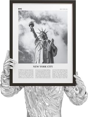 لوحة فنية جدارية لأفق نيويورك من EXCOOL CLUB - ملصق مدينة نيويورك باللونين الأبيض والأسود مقاس 12x16، ديكور جداري فني لمدينة نيويورك، مطبوعات مناظر مدينة نيويورك، صور مدينة نيويورك لديكورات مكتب غرفة النوم المنزلية (غير مؤطرة) in Kuwait