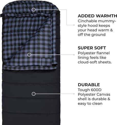 TETON Sports Bridger Canvas Sleeping Bag, -35˚F, -20˚F, 0˚F, 20˚F Degree Options - Cold Weather Winter All-Season Outdoor Gear, Car & Tent Camping Accessories & Essentials - Pecan/Fox, -20˚F in Saudi Arabia