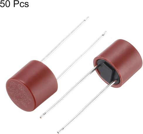 uxcell 50Pcs Cylindrical DIP Mounted Miniature Round Slow Blow Micro Fuse for Electronic Parts PCB LCD Repair, T8A 8A 250V, Red in Saudi Arabia