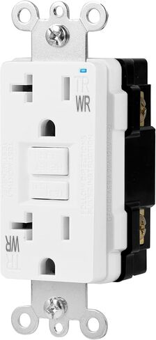 Amazon Basics Weather-Resistant GFCI Receptacle with LED Indicator, 20 Amp, White in Saudi Arabia